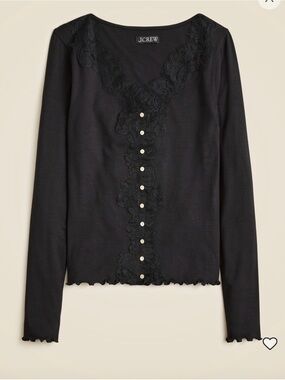 J. Crew Refined Rib Cardigan With Lace-Trim NWOT